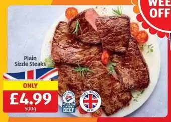Plain sizzle steaks