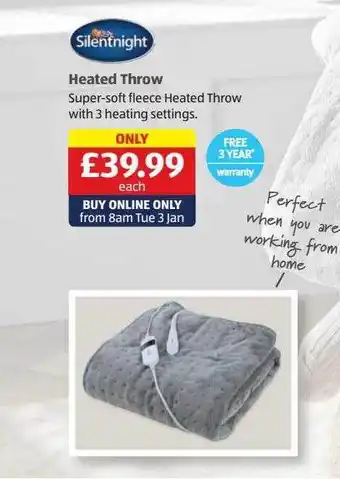 Aldi Heated throw silentnight offer