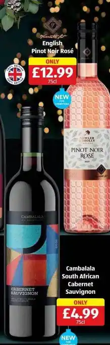 Aldi English pinot noir rosé cambalala south african cabernet sauvignon offer