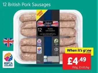 Lidl 12 British Pork Sausage offer