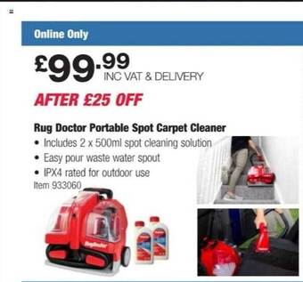 Costco Rug doctor portable spot carpet cleaner offer