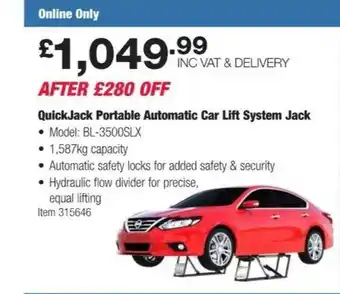 Costco Quicjack portable automatic car lift system jack offer