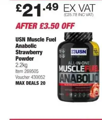 Costco Usn muscle fuel anabolic strawberry powder offer