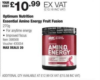 Costco Optimum nutrition essential amino energy fruit fusion offer