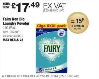 Costco Fairy non bio laundry powder offer