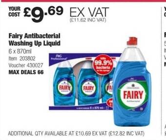 Costco Fairy antibacterial washing up liquid offer