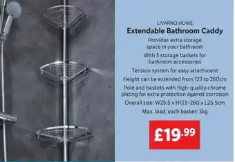 Lidl Livarno Home Extendable Bathroom Caddy offer