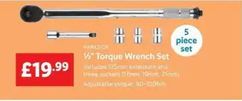 Lidl Parkside 1/2" Torque Wrench Set offer