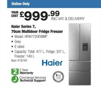 Costco Haier series 7, 70cm multidoor fridge freezer offer