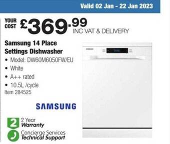 Costco Samsung 14 place settings dishwasher offer