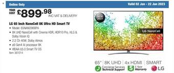 Costco Lg 65 inch nanocell 8k ultra hd smart tv offer