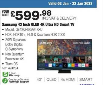 Costco Samsung 43 inch qled 4k ultra hd smart tv offer