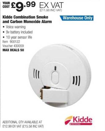 Kidde combination smoke and carbon monoxide alarm