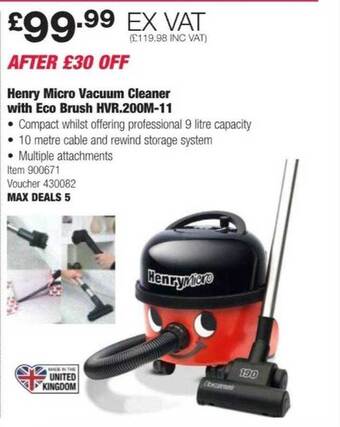 Costco Henry micro vacuum cleaner with eco brush hvr.200m-11 offer