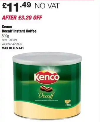 Costco Kenco decaff instant coffee offer