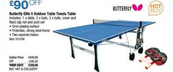 Costco Butterfly Elite 5 Outdoor Table Tennis Table offer