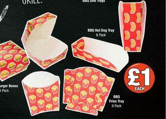 BBQ Burger Boxes 6 Pack, BBQ Fries Tray 6 Pack Or BBQ Hot Dog Tray 6 Pack