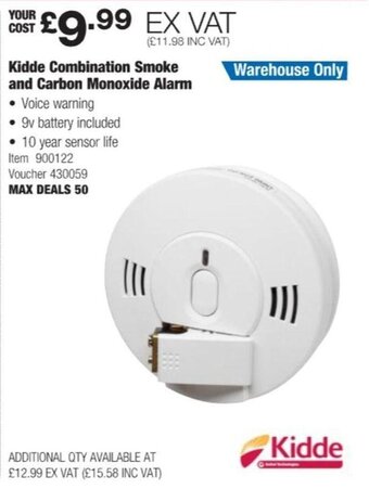 Costco Kidde Combination Smoke and Carbon Monoxide Alarm offer