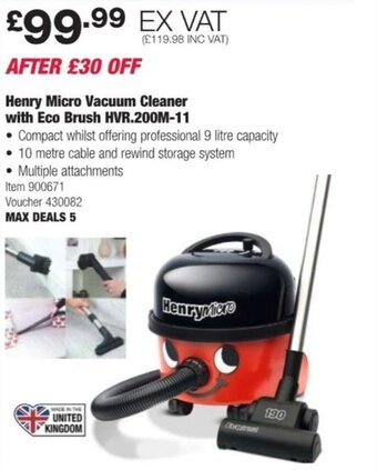 Costco Henry Micro Vacuum Cleaner with Eco Brush HVR.200M-11 offer