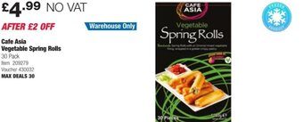 Costco Cafe Asia Vegetable Spring Rolls 30 Pack offer