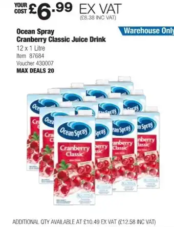 Costco Ocean Spray Cranberry Classic Juice Drink offer