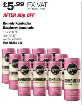 Costco Remedy Kombucha Raspberry Lemonade offer