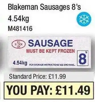 Makro Blakeman sausages 8's offer
