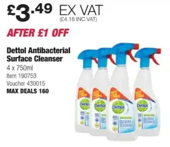 Costco Dettol Antibacterial Surface Cleanser 4x750 ml. offer
