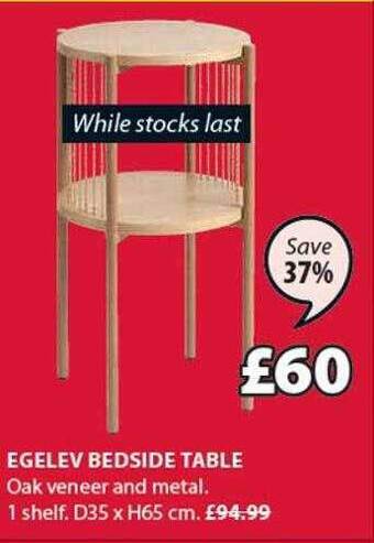 JYSK Egelev bedside table offer