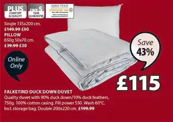 JYSK Falketind duck down duvet offer