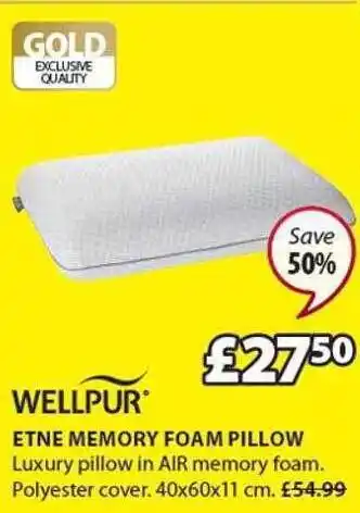JYSK Wellpur etne memory foam pillow offer