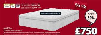 JYSK Dreamzone gold s120 spring mattress offer