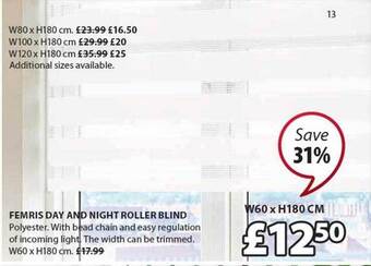 JYSK Femris day and night roller blind offer