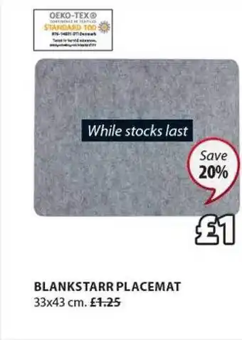 JYSK Blankstarr placemat offer