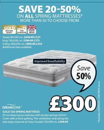 JYSK Gold s30 spring mattress offer