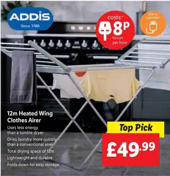 Lidl 12m heated wing clothes airer addis offer