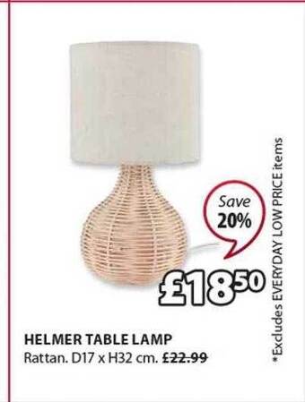 JYSK Helmer table lamp offer