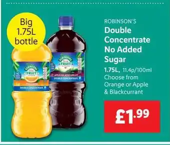 Lidl Robinson's double concentrate no added sugar offer