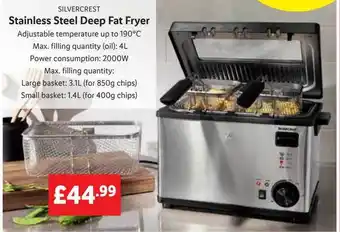 Lidl Silvercrest stainless steel deep fat fryer offer