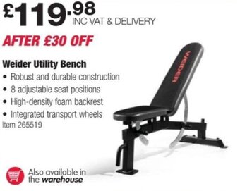 Costco Weider Utility Bench offer
