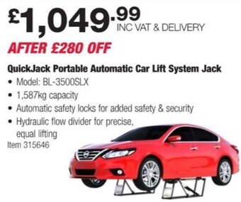 Costco QuickJack Portable Automatic Car Lift System Jack offer