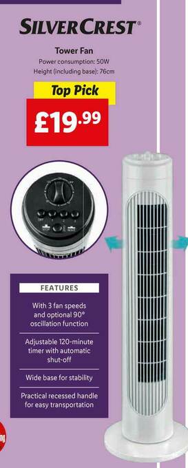 Lidl SilverCrest Tower Fan offer