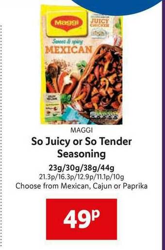 Lidl Maggi So Juicy Or So Tender Seasoning Mexican, Cajun Or Paprika offer