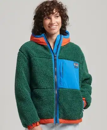 Superdry Superdry women's hooded sherpa jacket green / rosemary green offer