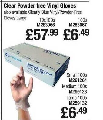 Makro Clear powder free vinyl gloves offer