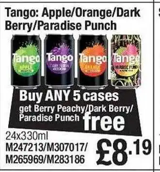 Makro Tango: apple, orange, dark berry, paradise punch offer