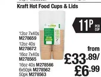 Makro Kraft hot food cups & lids offer