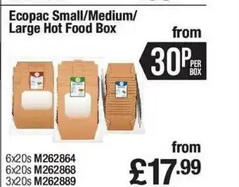 Makro Ecopac small medium large hot food box offer