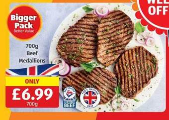Aldi 700g beef medallions offer