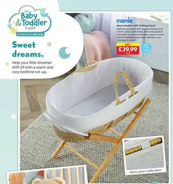 Aldi Mamia Moses Basket with Folding Stand offer